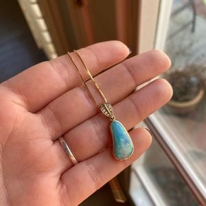 14K gold necklace with opal pendant